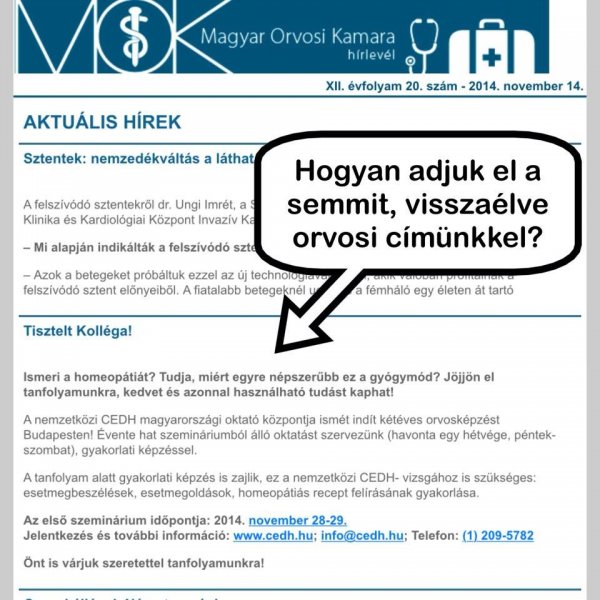 A Magyar Orvosi Kamara gyakran küld a körleveleiben előadás-hirdetéseket. Forrás: Boldogkői Zsolt Facebook oldala